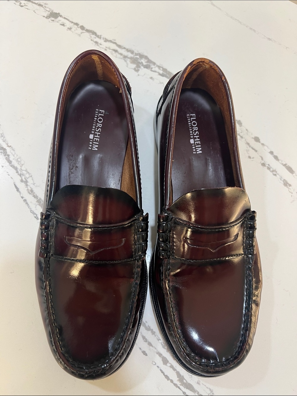 Florsheim Berkeley Moc Toe Men's Dark Burgundy Penny Loafers size 9.5